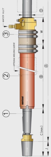 Vetus Niro-Welle mit Hutmutter L=1000mm,40mm