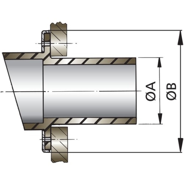 Auspuff-Spiegeldurchführung Vetus (Schlauch-Ø: 45mm)