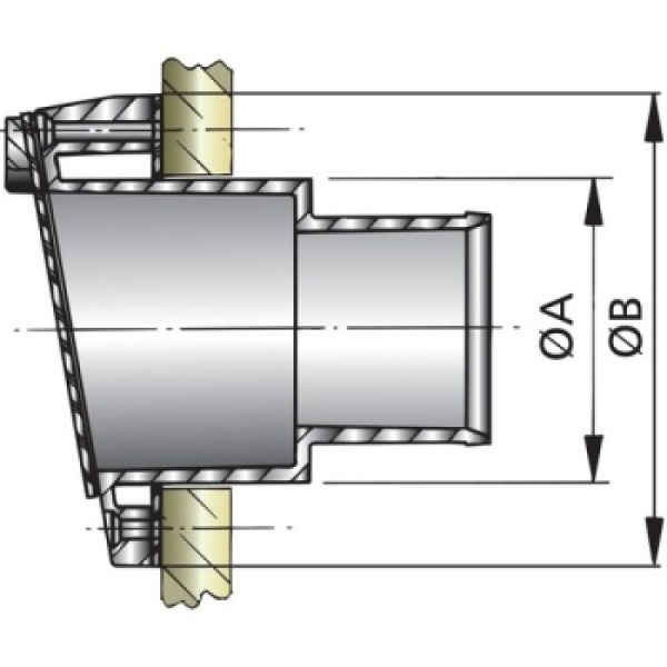 Auspuff-Spiegeldurchführung mit Rückschlagklappe Vetus (Schlauch-Ø: 90mm) - Zusatzbild 1