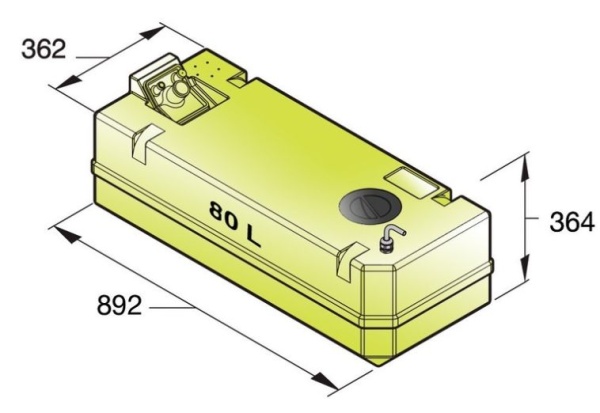 Vetus Trinkwassertank 80 L inkl Anschluß-Satz