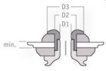 Soft Padeye Alu, "D1" 8mm, Deck 4mm - 22mm