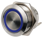 FLAT-Schalter Edelstahl ON Momentan - OFF 12/24 V Blau