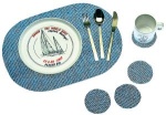 Anti-rutsch Tischset sandfarbig, Tischset (4 Platzdecken + 4 Glasuntersetzer)