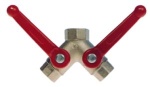 Verchromt-Messing 3-Wege Kugelhähne F-Flow, 12 x 38 x