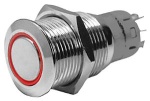 NIRO Ring LED Druckschalter, On  OFF, 12V, Bohrloch Ø1