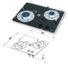 Gaskocher mit Thermoglasplatte, 380x280x80mm